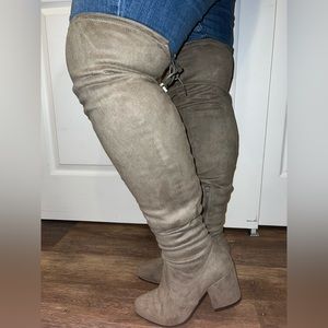 Extra wide calf suede boots